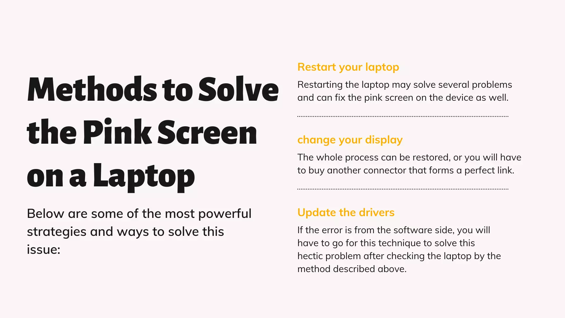 Methods to Solve the Pink Screen on a Laptop
